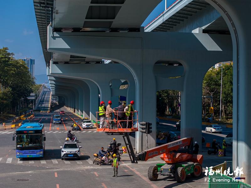 福州金山大道提升改造工程假期不停工 高架主线3对匝道桥力争6月前完工