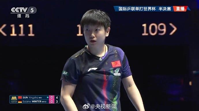 孙颖莎顺利晋级世界杯女单决赛