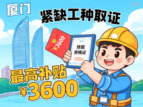 厦门：紧缺工种取证 最高补贴3600元